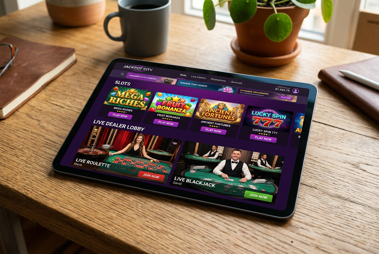 Μια σύγχρονη πλατφόρμα online καζίνο σε tablet.